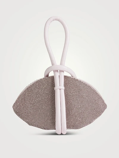 Knot Crystal Mesh Leather Clutch