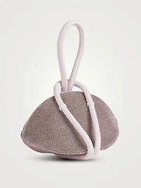 Knot Crystal Mesh Leather Clutch