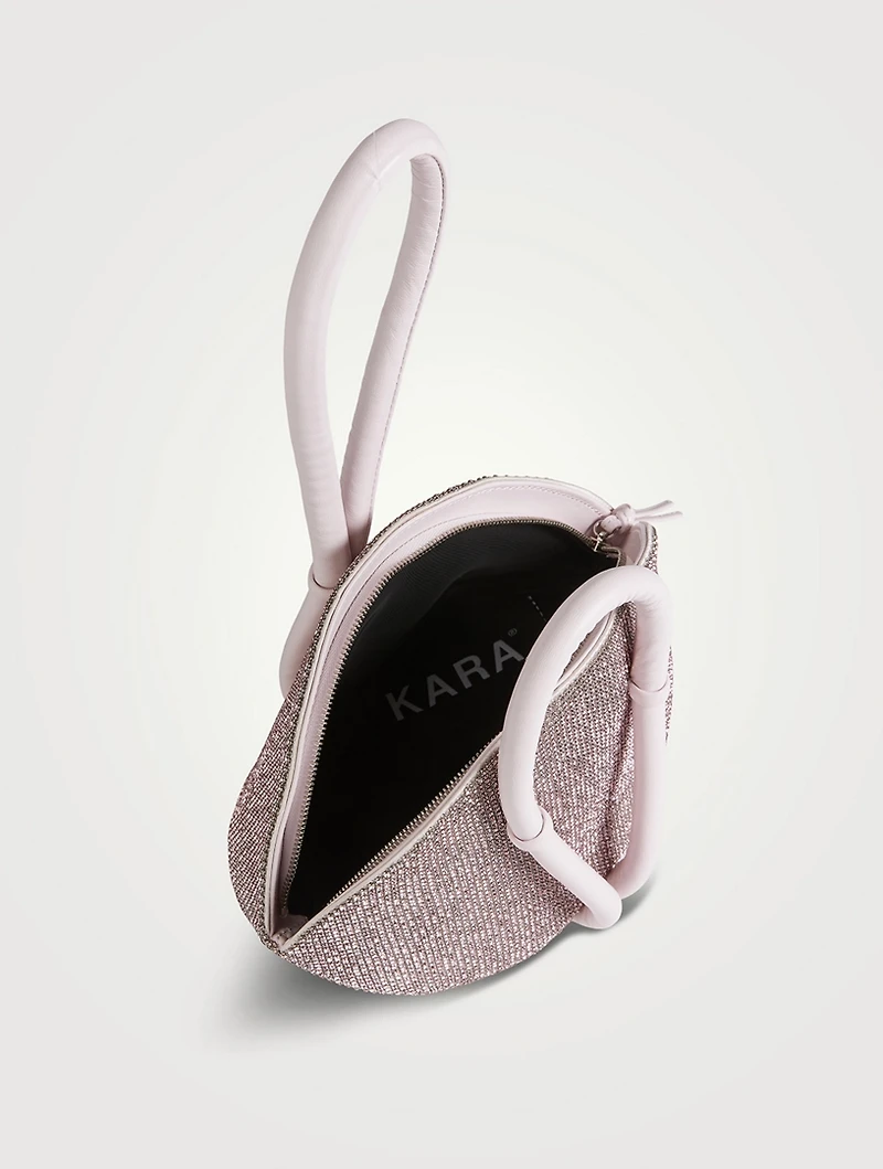Knot Crystal Mesh Leather Clutch