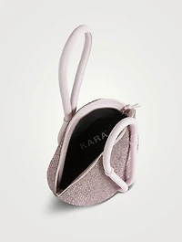 Knot Crystal Mesh Leather Clutch