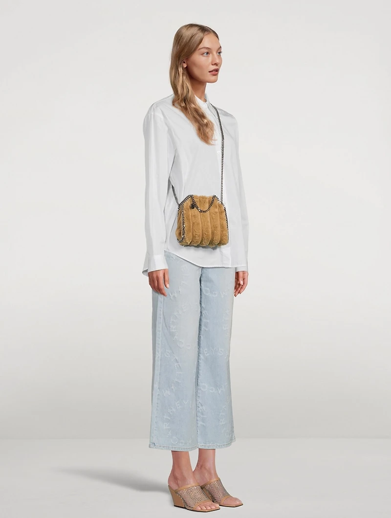 Tiny Falabella Faux Shearling Tote Bag
