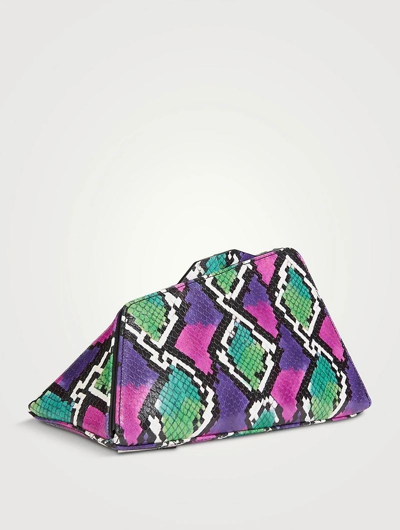 8.30 PM Snakeskin-Embossed Leather Clutch