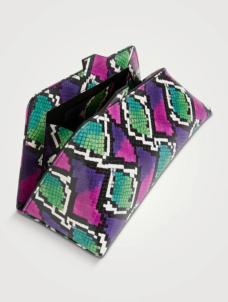 8.30 PM Snakeskin-Embossed Leather Clutch