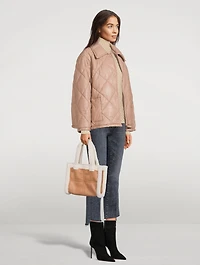 Mini Liz Faux Shearling-Trimmed Tote Bag