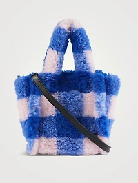 Lizzie Plaid Faux Shearling Tote Bag