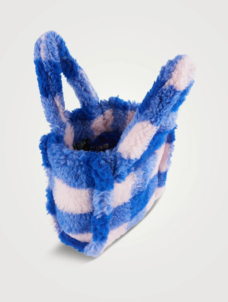 Lizzie Plaid Faux Shearling Tote Bag