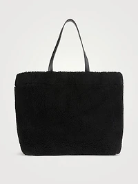 Large Shopping Faux Shearling Tote Bag