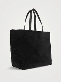 Large Shopping Faux Shearling Tote Bag