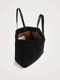 Large Shopping Faux Shearling Tote Bag