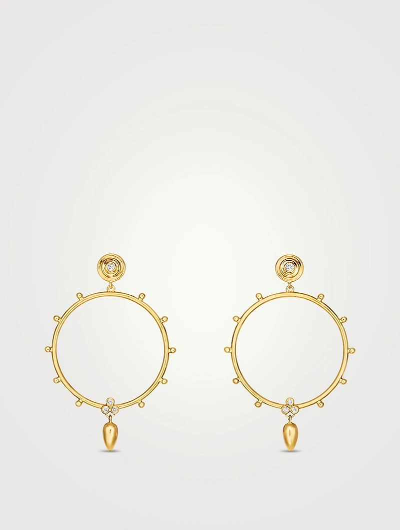 Anfora 18K Gold Hoop Earrings With Diamonds