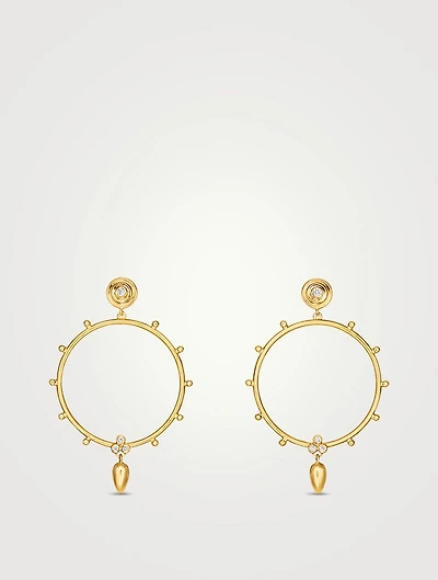 Anfora 18K Gold Hoop Earrings With Diamonds