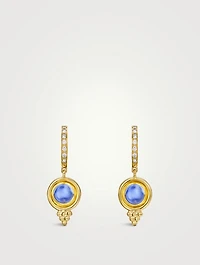 18K Gold Classic Temple Earrings With Iolite And Diamonds