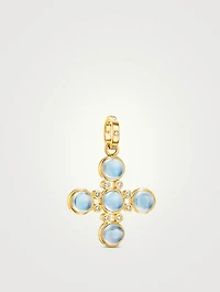 18K Gold Four Elements Cross Pendant With Blue Moonstone And Diamonds