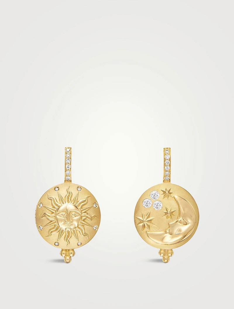 18K Gold Sole Luna Earrings With Diamonds