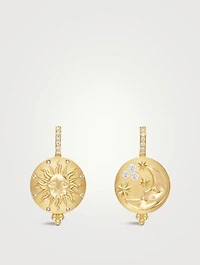 18K Gold Sole Luna Earrings With Diamonds