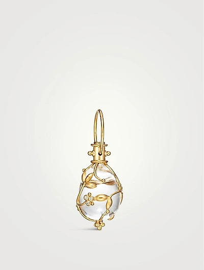 18K Gold Vine Amulet Pendant With Rock Crystal And Diamonds
