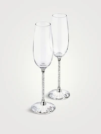 Set Of Two Crystalline Toasting Flutes