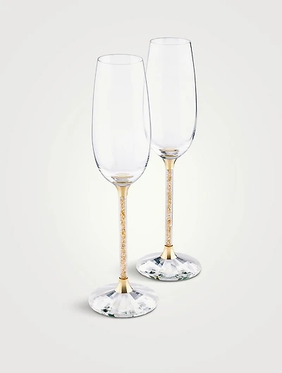 Set Of Two Crystalline Toasting Flutes