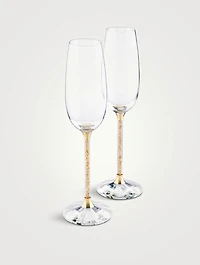 Set Of Two Crystalline Toasting Flutes