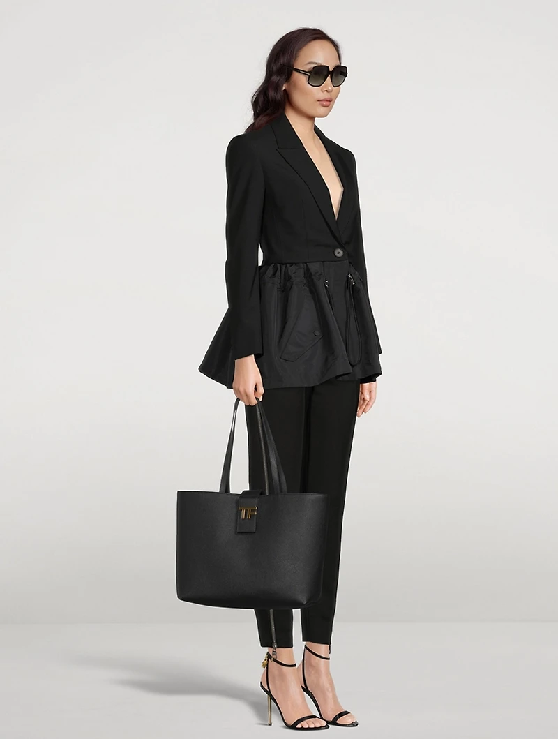 Small TF Leather Tote Bag