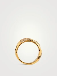 Feminine Waves 18K Gold-Plated Ring With Cubic Zirconia