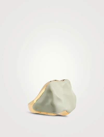 Feminine Waves 18K Gold-Plated Ring With Enamel
