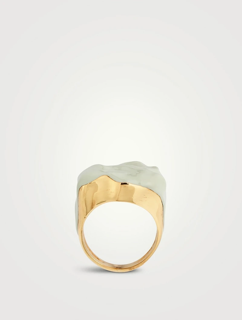 Feminine Waves 18K Gold-Plated Ring With Enamel