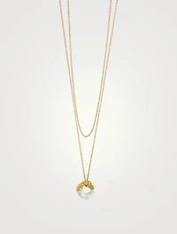 Feminine Waves 18K Gold-Plated Pendant Necklace With Enamel