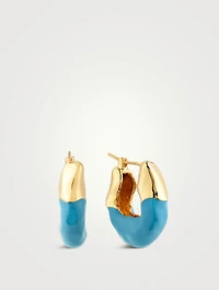 Feminine Waves 18K Gold-Plated Hoops Earrings With Enamel