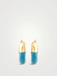 Feminine Waves 18K Gold-Plated Hoops Earrings With Enamel