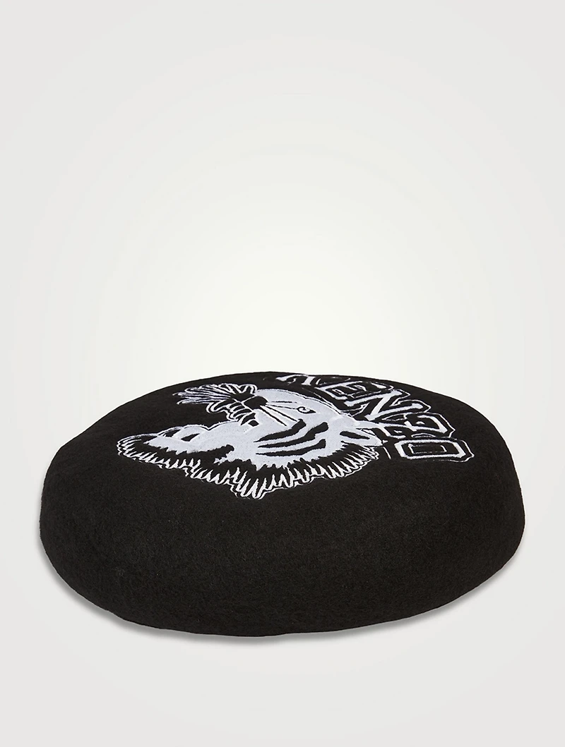 Embroidered Tiger Wool Beret