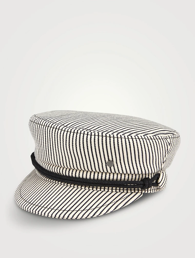 Abby Striped Denim Baker Boy Cap