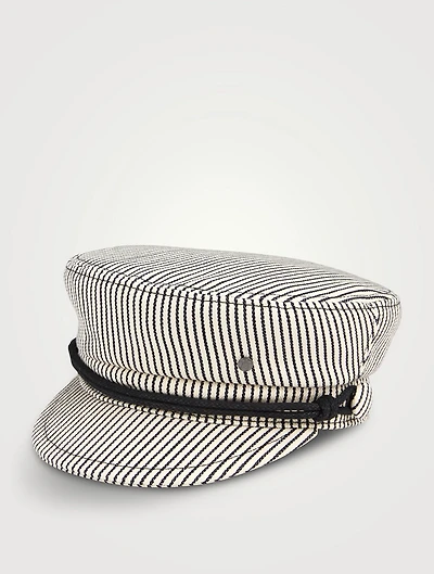 Abby Striped Denim Baker Boy Cap