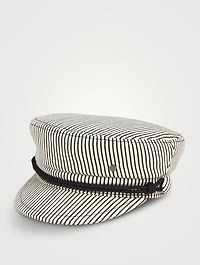 Abby Striped Denim Baker Boy Cap