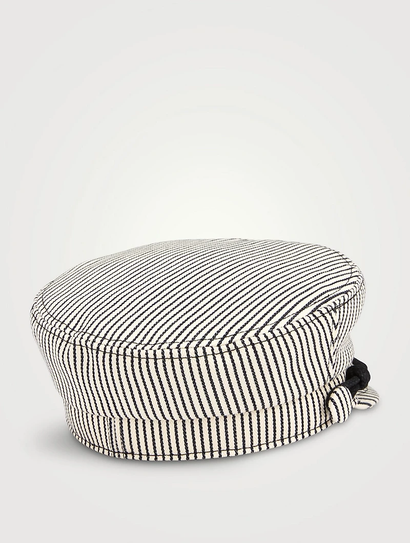 Abby Striped Denim Baker Boy Cap
