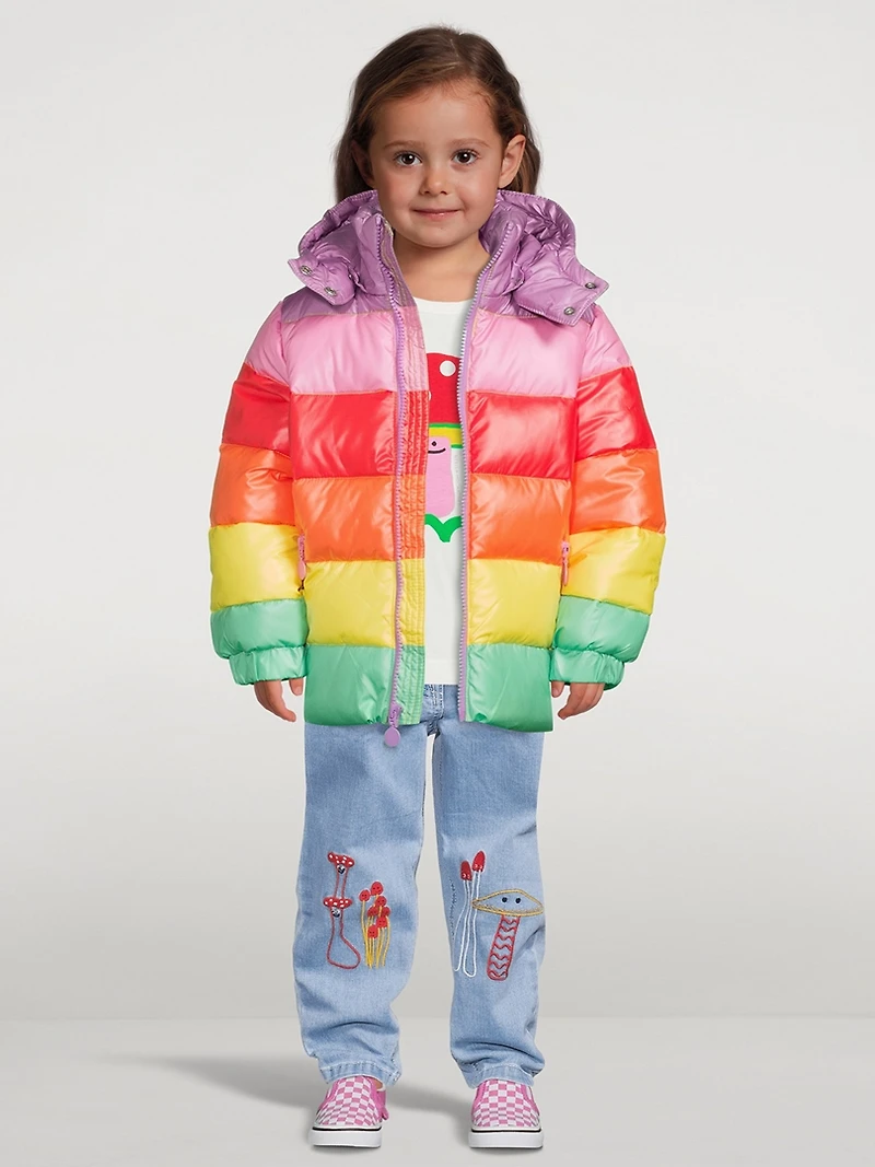 Rainbow Striped Puffer Jacket