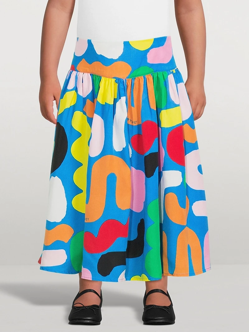 Maxi Twill Skirt Abstract Shape Print