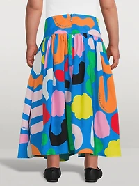 Maxi Twill Skirt Abstract Shape Print