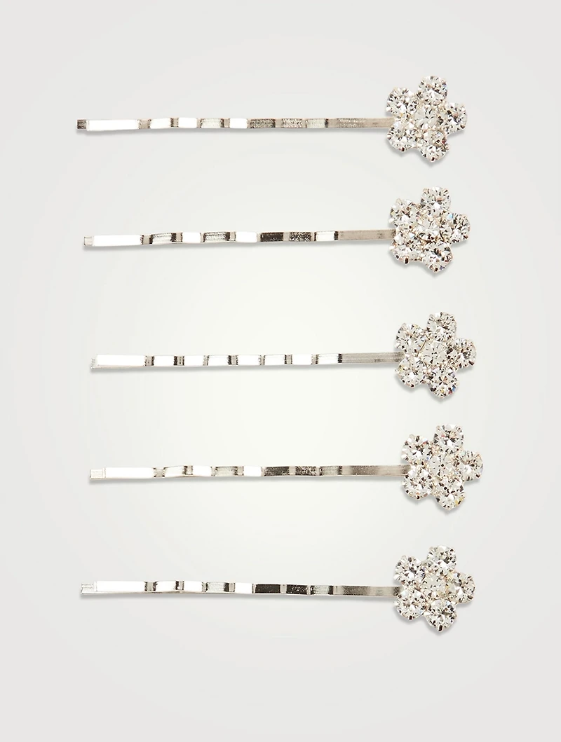 Set Of Five Violet Bobby Pins With Crystals