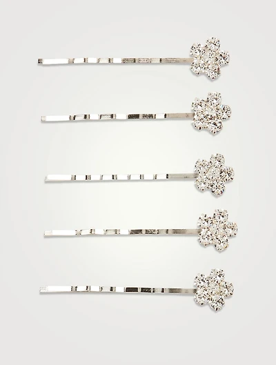 Set Of Five Violet Bobby Pins With Crystals