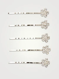 Set Of Five Violet Bobby Pins With Crystals