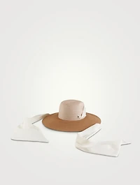 Cassidy Packable Straw Hat With Chiffon Scarf