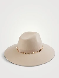 Emmanuelle Wide Fedora Hat With Swarovski Pearls