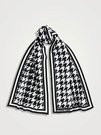 Wool And Velvet Scarf In Houndstooth