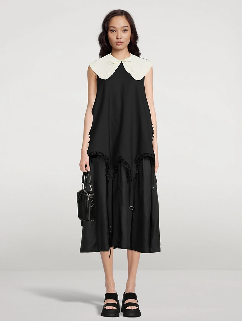 Seersucker Stripe Frill Collar