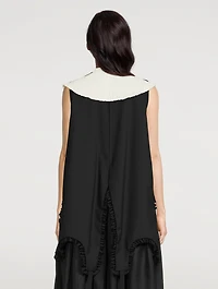 Seersucker Stripe Frill Collar