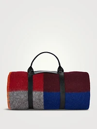 Wool Stole In Plaid With Holder