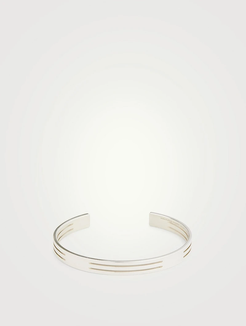 19g Polished Sterling Silver Punched Ribbon Cuff Bracelet