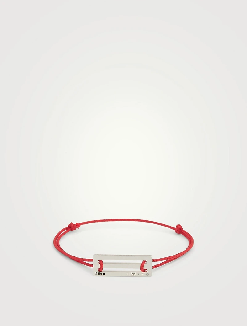 2.5g Polished Sterling Silver And Cord Bracelet