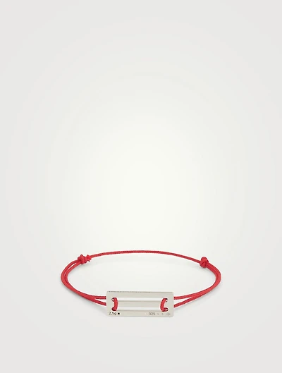 2.5g Polished Sterling Silver And Cord Bracelet